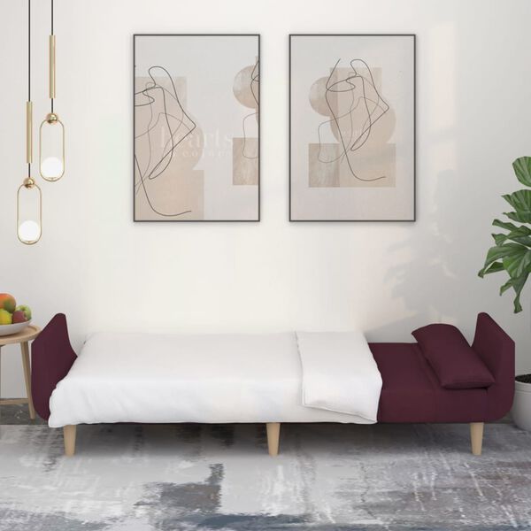 vidaXL Schlafsofa 2-Sitzer mit 2 Kissen Lila Stoff