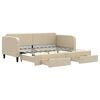 vidaXL Tagesbett Ausziehbar mit Schubladen Creme 90x200 cm Stoff