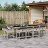 vidaXL 13-tlg. Garten-Essgruppe mit Kissen Hellgrau Poly Rattan