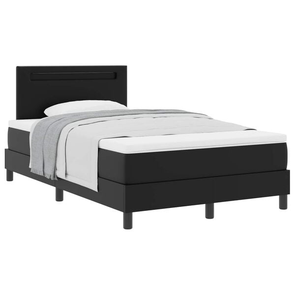 vidaXL Boxspringbett mit Matratze Schwarz 120 x 190 cm Kunstleder