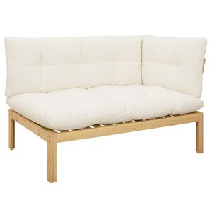 vidaXL Ecksofa Einheit Helles Akazie und cremewei&szlig; Akazienholz