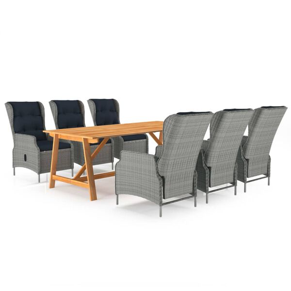 vidaXL 7-tlg. Garten-Essgruppe Hellgrau
