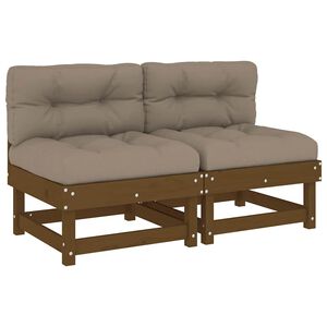 vidaXL Mittelsofas mit Kissen 2 Stk. Honigbraun Massivholz Kiefer
