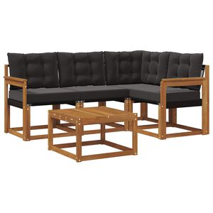 vidaXL Outdoor-Sofagarnitur mit Kissen 5 pcs Nat&uuml;rlich und Schwarz