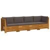 vidaXL Outdoor-Sofagarnitur mit Kissen 4 St&uuml;ck Braun Massivholz Akazie