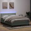 vidaXL Boxspringbett mit Matratze & LED Hellgrau 140x220 cm Samt