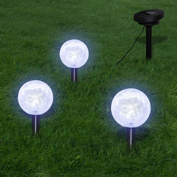 vidaXL Solarkugel 3 LED Gartenleuchten mit Erdspie&szlig;en & Solarmodul