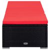 vidaXL Sonnenliege mit Auflage und Teetisch Poly Rattan Rot
