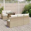 vidaXL Gartensofa-set mit Kissen mit Speicher 6 pcs Beige Poly Rattan