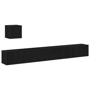 vidaXL TV-Schrankset Wandmontiert Schwarz Eichen-Optik Holzwerkstoff