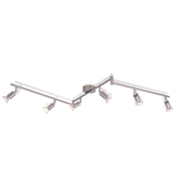 vidaXL Deckenleuchte mit 6 LED Spotlights Satin Nickel