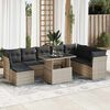 vidaXL 9-tlg. Garten-Sofagarnitur mit Kissen Hellgrau Poly Rattan