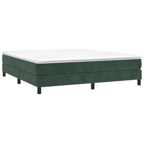 vidaXL Boxspringbett mit Matratze Dunkelgr&uuml;n 160x200 cm Samt