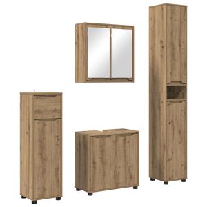 vidaXL Badezimmerm&ouml;bel-Set mit Regal 4 pcs Artisan-Eiche Holzwerkstoff