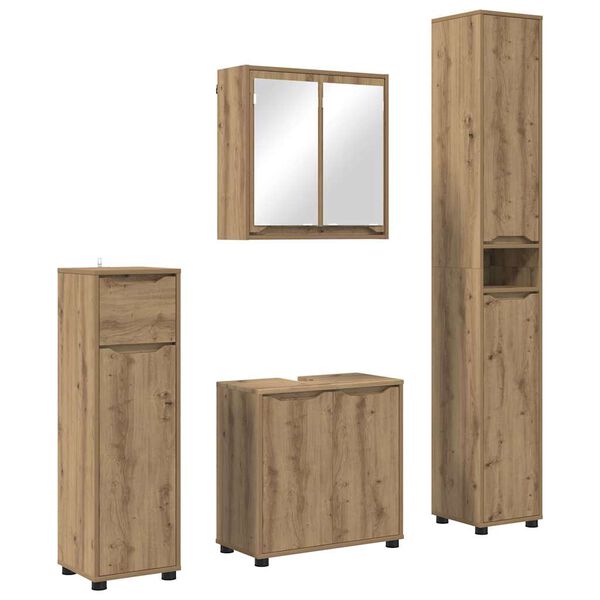 vidaXL Badezimmerm&ouml;bel-Set mit Regal 4 pcs Artisan-Eiche Holzwerkstoff