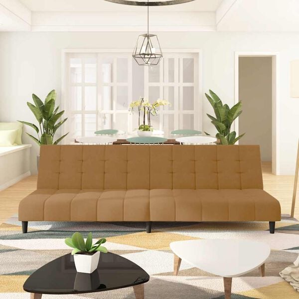 vidaXL Schlafsofa 2-Sitzer Braun Samt
