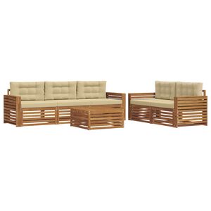 vidaXL Outdoor-Sofagarnitur mit Kissen 6 pcs Natur und Beige