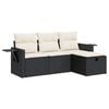 vidaXL 4-tlg. Garten-Sofagarnitur mit Kissen Schwarz Poly Rattan