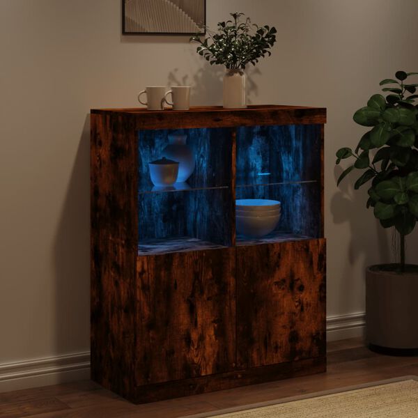 vidaXL Sideboard mit LED-Leuchten R&auml;uchereiche 81x37x100 cm