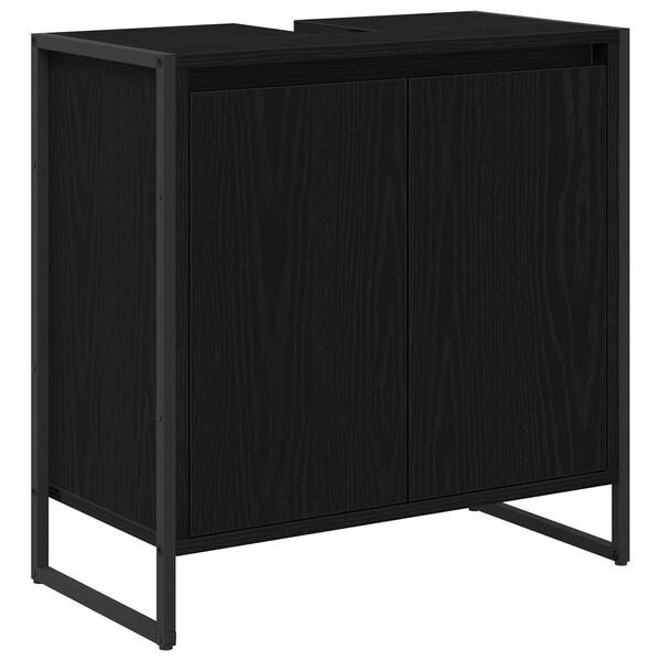 vidaXL Badezimmerschrank mit T&uuml;r Schwarz Eichen-Optik 60 x 30 x 60 cm