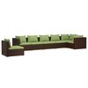 vidaXL 7-tlg. Garten-Lounge-Set mit Kissen Poly Rattan Braun