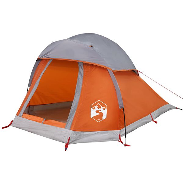 vidaXL Kuppel-Campingzelt 1 Person Grau und Orange Wasserdicht