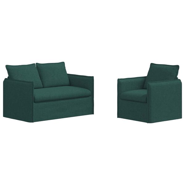 vidaXL Sofa Set 2 pcs Dunkelgr&uuml;n 196 x 82 x 85 cm Stoff
