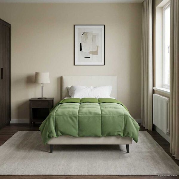 vidaXL Sommerdecke Gepolstert Gr&uuml;n 135 x 220 cm Mikrofaser