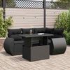 vidaXL 5-tlg. Garten-Sofagarnitur mit Kissen Schwarz Poly Rattan
