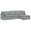 vidaXL Modulares Sofa mit Fu&szlig;hocker Kissen Stoff Hellgrau