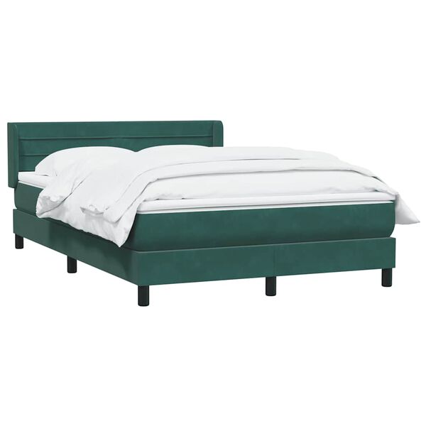 vidaXL Boxspringbett mit Matratze Dunkelgr&uuml;n 160x220 cm Samt