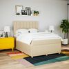 vidaXL Boxspringbett mit Matratze Creme 140x200 cm Stoff