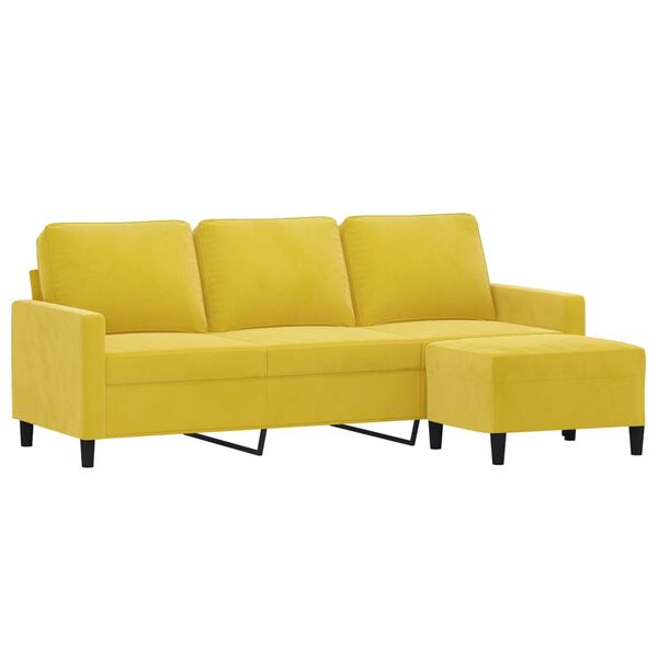 vidaXL 3-Sitzer-Sofa mit Hocker Gelb 180 cm Samt