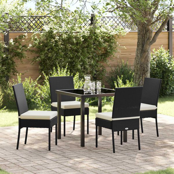 vidaXL Garten Essgruppe 5 pcs Schwarz Pulverbeschichteter Stahl