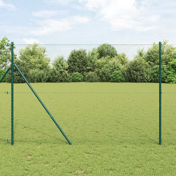 vidaXL Zaunpfosten Grau 100 x 1,5 m (25 mm Maschenweite) Stahl und PVC