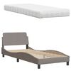 vidaXL Bett mit Matratze "Hanko" Taupe 90x200 cm Stoff
