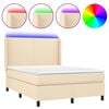 vidaXL Boxspringbett mit Matratze & LED Creme 140x190 cm Stoff