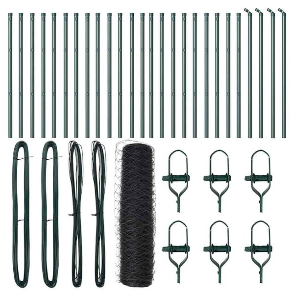 vidaXL Zaunpfosten Grau 50 x 0,8 m (36 mm Maschen) Stahl und PVC