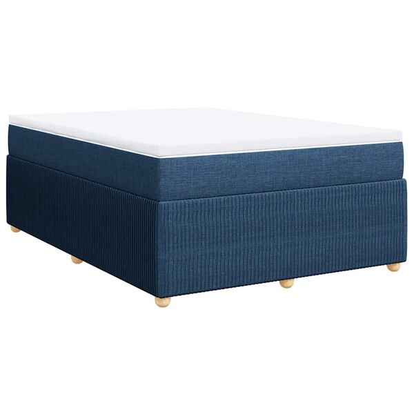vidaXL Boxspringbett mit Matratze Blau 140x200 cm Stoff