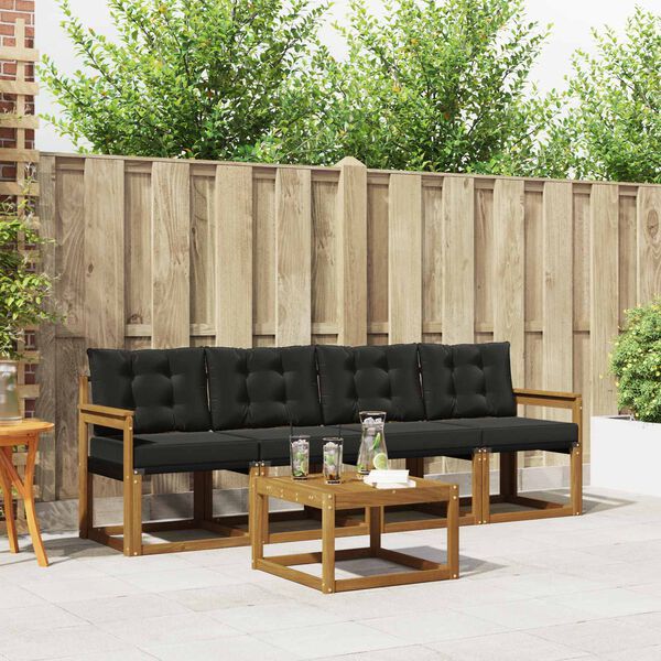 vidaXL Outdoor-Sofagarnitur mit Kissen 5 pcs Nat&uuml;rlich und Schwarz