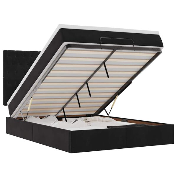 vidaXL Ottoman-Bett mit Matratzen & LEDs Schwarz 140x190 cm Samt