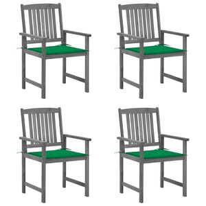 vidaXL Gartenst&uuml;hle mit Kissen 4 Stk. Grau Massivholz Akazie