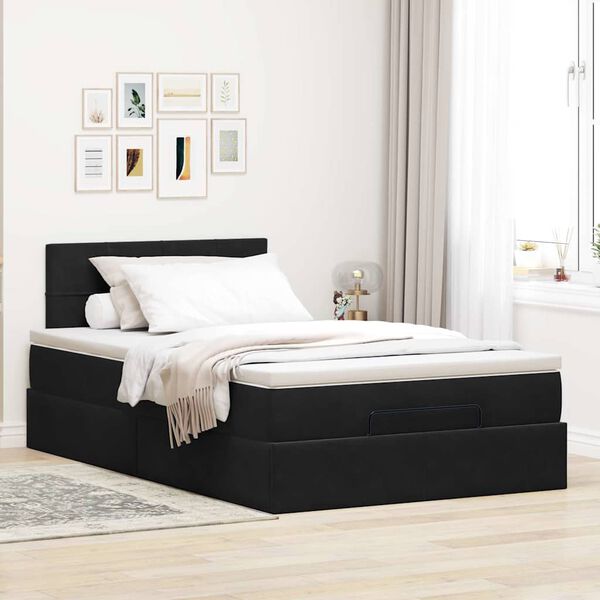vidaXL Ottoman-Bett mit Matratze Schwarz 120x200 cm Samt