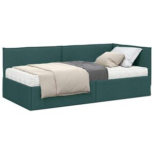 vidaXL Eckbettgestell mit Matratze 2 stk. Dunkelgr&uuml;n 80 x 200 cm Samt