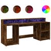 vidaXL LED-Schreibtisch R&auml;uchereiche 200x55x91 cm Holzwerkstoff