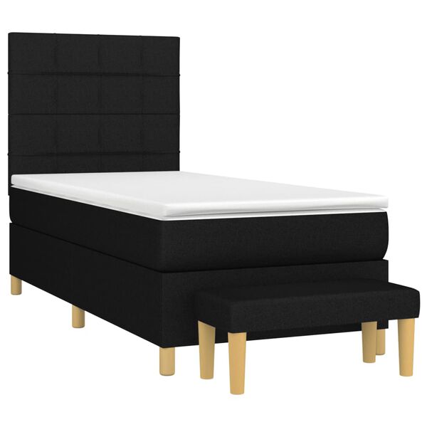 vidaXL Boxspringbett mit Matratze Schwarz 80x200 cm Stoff
