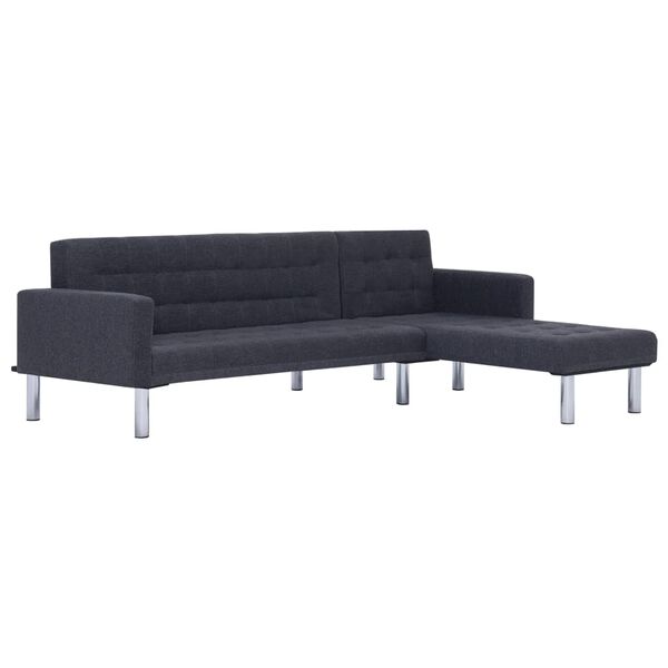 vidaXL L-förmiges Schlafsofa Dunkelgrau Polyester