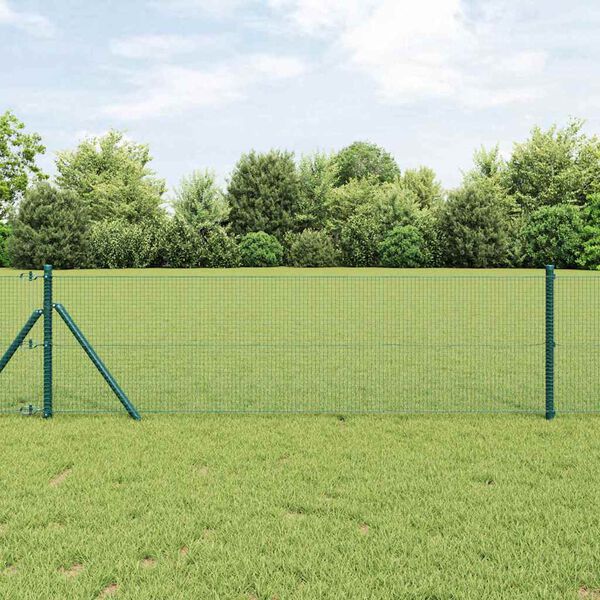 vidaXL Zaunpfosten Gr&uuml;n 50 x 0,5 m (16 x 16 mm Maschen) Stahl und PVC