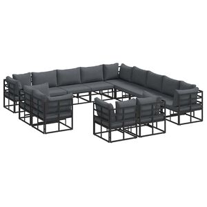vidaXL Gartensofa-set mit Kissen 13 pcs Schwarz Aluminium