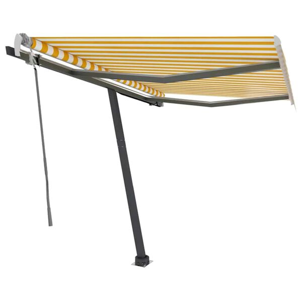 vidaXL Markise Manuell Einziehbar mit LED 300x250 cm Gelb und Wei&szlig;